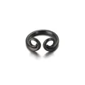 Schwarzer Titanstahlring im Affenkönig-Stil mit einzigartigem spiralförmigem Design - Größe 6 / Verstellbar Offen (Schwarz) / Schwarz