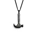 Retro schwarze Hammer-Anhänger-Halskette aus Titanstahl für Damen und Herren, Punk - Kettenlänge 66cm / Gunmetal