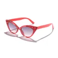 Sparkly red glitter cat-eye sunglasses for kids decorated with shiny rhinestones - Fluorescent Red Frame Grey Lens