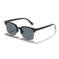 Classic kids semi-rimless square sunglasses with black frame and grey lenses for boys girls - Black Frame Grey Lens