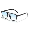Classic black frame aviator sunglasses with light blue gradient lenses for outdoor sun protection - Black Frame Blue Lens (97175)