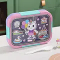 Ins-style pink cartoon stainless steel lunch box featuring unicorn and amusement park design - 1100ml Plastic Model Pink