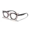Stylish oversized cat-eye blue light blocking glasses with a premium two-tone frame - Transparent Gray Black Arm Blue Light Blocking