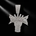 Vue détaillée du pendentif poing avec argent REALLY RICH glacé style hip-hop - Pendentif Uniquement / Argent