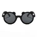 Cute black bear shaped children's sunglasses with portable folding design for travel use - Sand Black / Grey Lens