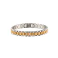 Luxuriöses zweifarbiges Armband aus Edelstahl im Uhrenstil in Gold und Silber für Hip-Hop - Gold & Silber