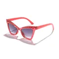 Sparkling pink glitter children's cat-eye sunglasses with diamond rhinestone accents - Fluorescent Red Frame Grey Lens