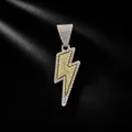 Detailed macro view of hip hop lightning bolt pendant with sparkling rhinestones - Pendant Only (Without Chain) / Silver