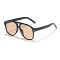 Occhiali da sole aviatore retrò con montatura nera e lenti marrone chiaro unisex - Montatura Nera Lenti Tè (97156)