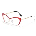 Occhiali cat-eye rossi retrò con montatura in metallo dorato e lenti anti-luce blu - Montatura Oro Rosso Anti-luce Blu / Oro e Rosso