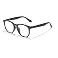 Classic retro black frame anti-blue light glasses, perfect for students and office work use. - Bright Black
