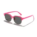 Fashionable pink half-frame children's sunglasses with dark lenses and rice studs. - Rose Red Frame Grey Lens