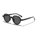 Stylish lightweight unisex sunglasses with classic black round frames for outdoor sun protection - Black Frame Grey Lens