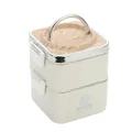 Portapranzo minimalista a doppio strato in acciaio inox con coperchio effetto legno - 1450ml Bianco