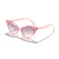 Sparkling pink cat-eye sunglasses with rhinestone crystals for fashionable kids and toddlers - Fluorescent Pink Frame Grey Lens