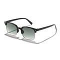 Stylish children's semi-rimless square sunglasses with black frames and gradient lenses. - Black Frame Double Gray Lens