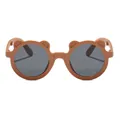 Cute brown bear shaped children's sunglasses with dark lenses for eye protection. - Caramel Gray