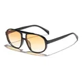 Retro oversized aviator sunglasses featuring black frame and orange gradient lenses - Black Frame Double Yellow Lens