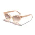 Adorable pink cat-eye sunglasses for kids featuring glitter and gold rhinestones - Fluorescent Tea Frame Tea Lens