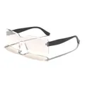 Retro rimless oversized rectangular sunglasses with clear lenses and stylish black temples - Black Frame Gradient Silver Mirror