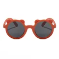 Adorable orange bear-shaped cartoon sunglasses for children, lightweight and foldable design. - Matte Orange Gray Lens