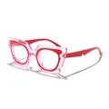Fashionable oversized pink and red cat-eye blue light blocking glasses for women - Transparent Pink Red Arm Blue Light Blocking