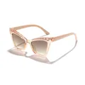 Pink glittery cat-eye sunglasses for girls featuring stylish rhinestone accents - Fluorescent Tea Frame Tea Lens