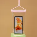Rosa transparente wasserfeste Handyhülle mit Umhängeband für Schwimmen und Strand - Einheitsgröße / Rosa