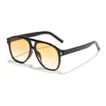 Occhiali da sole aviator retrò con montatura nera e lenti sfumate gialle per moda street - Montatura Nera Lenti Arancione Sfumato (97156)