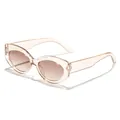 Occhiali da sole retrò cat-eye con montatura champagne trasparente e protezione UV. - Montatura Champagne Lente Tè