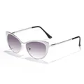 Occhiali da sole cat-eye alla moda con montatura in metallo argento e lenti sfumate viola - Montatura Argento Doppio Grigio / Argento