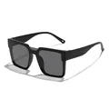 Stylish black square frame sunglasses for children with full UV protection and durable hinges - Square Style (3809-1) / Black Frame Grey Lens