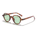 Stylish vintage round tortoise shell sunglasses with mint green lenses for men and women - Tortoise Frame Green Lens