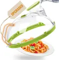 Couvercle anti-projections micro-ondes avec bord vert et poignée pour les aliments - Style de Dérivation d'Injection d'Eau Intégré / Vert
