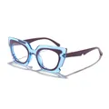 Oversized cat-eye glasses with transparent blue and purple frame anti-blue light lenses - Transparent Blue Purple Frame Blue Light Blocking