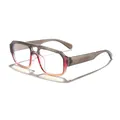 Stylish aviator double bridge glasses frame featuring a grey and red gradient finish - Grey to Amber Gradient