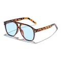 Occhiali da sole aviator retrò oversize con montatura tartarugata e lenti azzurre - Montatura Tartarugata Lenti Blu (97156)