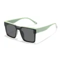 Stylish kids light green square frame sunglasses with dark lenses and full UV protection - Square Style (3809-1) / Light Green Frame Grey Lens