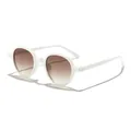 Professional white round frame sunglasses with trendy brown gradient lenses for unisex - White Frame Brown Lens