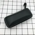 Durable black textured faux leather glasses case with secure zipper closure and loop. - Lychee Pattern Zipper Glasses Case