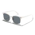Kids white semi-rimless square sunglasses with grey lenses for outdoor sun protection - White Frame Gray Lens