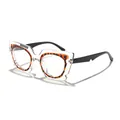 Oversized cat eye glasses with clear frame and chic tortoiseshell inner pattern accents - Transparent Tortoise Black Arm Blue Light Blocking