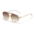Stylish retro aviator sunglasses with champagne transparent frame and brown gradient lenses - Champagne Double Tea Lens