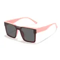 Stylish pink square-frame children's sunglasses featuring dark grey UV protection lenses - Square Style (3809-1) / Pink Frame Grey Lens