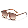Retro-Pilotenbrille mit doppeltem Steg, Rahmen in Leopardenoptik und Verlaufsgläsern - Schildpatt Rahmen Tee Linse (97175)