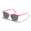Fashionable pink semi-rimless square sunglasses for kids with dark lenses for outdoor protection - Peach Red Frame Grey Lens