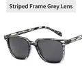 Vintage retro square sunglasses featuring a striped marble frame and grey lenses - Grey Frame Grey Lens