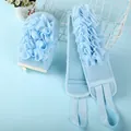 Light blue 2-in-1 bath lily scrubbing glove and long back scrubber strip set for home use - Back Scrubber Style / Blue