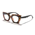 Oversized cat-eye blue light blocking glasses with stylish tortoiseshell frame and clear lenses - Tortoise Black Frame Black Arm Blue Light Blocking