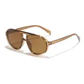 Vintage oversized aviator sunglasses with double bridge in transparent tea brown frame - Dark Tea Frame Tea Lens